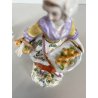 COPPIA STATUINE PORCELLANA CAPODIMONTE  FIGURE CACCIATORE VENDITRICE FRUTTA '900