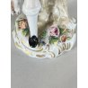 COPPIA STATUINE PORCELLANA CAPODIMONTE  FIGURE CACCIATORE VENDITRICE FRUTTA '900