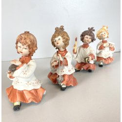 4 FIGURE CHIERICHETTI PORCELLANA Biscuit CAPODIMONTE "Rori" PROCESSIONE BIMBI