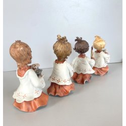 4 FIGURE CHIERICHETTI PORCELLANA Biscuit CAPODIMONTE "Rori" PROCESSIONE BIMBI