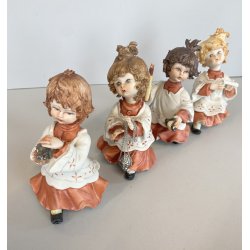 4 FIGURE CHIERICHETTI PORCELLANA Biscuit CAPODIMONTE "Rori" PROCESSIONE BIMBI