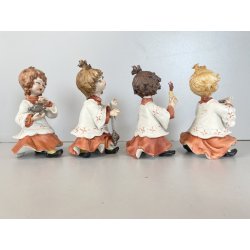 4 FIGURE CHIERICHETTI PORCELLANA Biscuit CAPODIMONTE "Rori" PROCESSIONE BIMBI