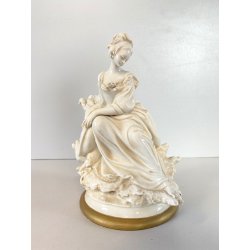 STATUINA FIGURA PORCELLANA CAPODIMONTE FANCIULLA SEDUTA Cedraschi MILANO '50s