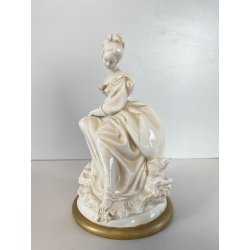 STATUINA FIGURA PORCELLANA CAPODIMONTE FANCIULLA SEDUTA Cedraschi MILANO '50s