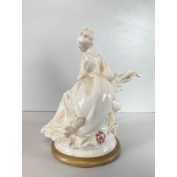 STATUINA FIGURA PORCELLANA CAPODIMONTE FANCIULLA SEDUTA Cedraschi MILANO '50s