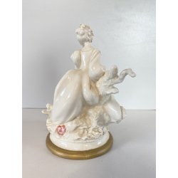 STATUINA FIGURA PORCELLANA CAPODIMONTE FANCIULLA SEDUTA Cedraschi MILANO '50s