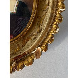 ANTICA MINIATURA DIPINTA A MANO RITRATTO NOBILDONNA ABITO SCURO RINASCIMENTALE