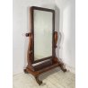 ANTICA GRANDE PSICHE SPECCHIO SPECCHIERA LEGNO MOGANO EPOCA 1900 VITTORIANA