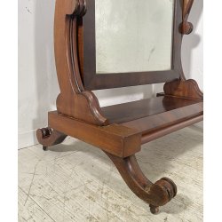 ANTICA GRANDE PSICHE SPECCHIO SPECCHIERA LEGNO MOGANO EPOCA 1900 VITTORIANA