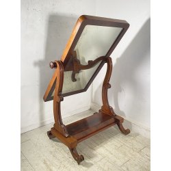 ANTICA GRANDE PSICHE SPECCHIO SPECCHIERA LEGNO MOGANO EPOCA 1900 VITTORIANA