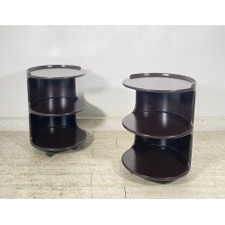 COPPIA COMODINI SPACE AGE ANNI 70 LEGNO LACCATO MARRONE VINTAGE DESIGN
