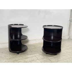 COPPIA COMODINI SPACE AGE ANNI 70 LEGNO LACCATO MARRONE VINTAGE DESIGN