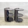 COPPIA COMODINI SPACE AGE ANNI 70 LEGNO LACCATO MARRONE VINTAGE DESIGN