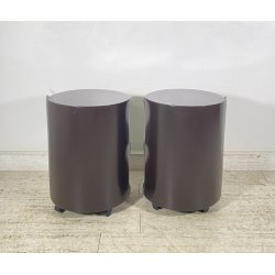 COPPIA COMODINI SPACE AGE ANNI 70 LEGNO LACCATO MARRONE VINTAGE DESIGN