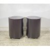 COPPIA COMODINI SPACE AGE ANNI 70 LEGNO LACCATO MARRONE VINTAGE DESIGN