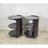 COPPIA COMODINI SPACE AGE ANNI 70 LEGNO LACCATO MARRONE VINTAGE DESIGN