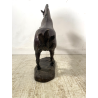 ANTICA SCULTURA CAVALLO RAMPANTE BRONZO PATINA BESTIARIO 45cm/h '900