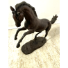 ANTICA SCULTURA CAVALLO RAMPANTE BRONZO PATINA BESTIARIO 45cm/h '900
