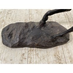 ANTICA SCULTURA CAVALLO RAMPANTE BRONZO PATINA BESTIARIO 45cm/h '900