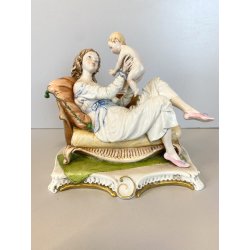 STATUINA FIGURA PORCELLANA CAPODIMONTE Radaelli MATERNITà SCENA FAMILIARE '70/80