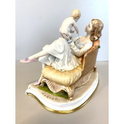 STATUINA FIGURA PORCELLANA CAPODIMONTE Radaelli MATERNITà SCENA FAMILIARE '70/80