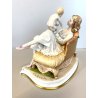STATUINA FIGURA PORCELLANA CAPODIMONTE Radaelli MATERNITà SCENA FAMILIARE '70/80