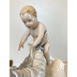 STATUINA FIGURA PORCELLANA CAPODIMONTE Radaelli MATERNITà SCENA FAMILIARE '70/80