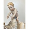STATUINA FIGURA PORCELLANA CAPODIMONTE Radaelli MATERNITà SCENA FAMILIARE '70/80