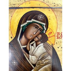 QUADRO ICONA RUSSA Madonna Jaroslawska Gesù bambino MATERNITà 32x38  '900