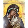 QUADRO ICONA RUSSA Madonna Jaroslawska Gesù bambino MATERNITà 32x38  '900