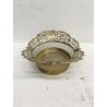 ANTICO CESTINO OVALE METALLO ARGENTATO DECORO MOTIVO TRAFORATO NEO/BAROCCO '900