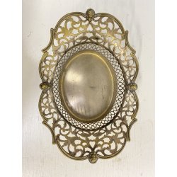 ANTICO CESTINO OVALE METALLO ARGENTATO DECORO MOTIVO TRAFORATO NEO/BAROCCO '900