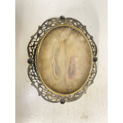ANTICO CESTINO OVALE METALLO ARGENTATO DECORO MOTIVO TRAFORATO NEO/BAROCCO '900