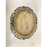 ANTICO CESTINO OVALE METALLO ARGENTATO DECORO MOTIVO TRAFORATO NEO/BAROCCO '900