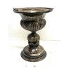 VASO COPPA FIORIERA CENTROTAVOLA METALLO ARGENTATO DECORO SBALZO BACELLATO H26cm