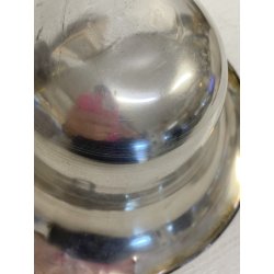 VASO COPPA FIORIERA CENTROTAVOLA METALLO ARGENTATO DECORO SBALZO BACELLATO H26cm