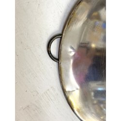 VASO COPPA FIORIERA CENTROTAVOLA METALLO ARGENTATO DECORO SBALZO BACELLATO H26cm
