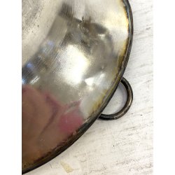 VASO COPPA FIORIERA CENTROTAVOLA METALLO ARGENTATO DECORO SBALZO BACELLATO H26cm
