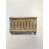 ANTICO SCRIGNA SCATOLA PORTAGIOIE CHIAVE OTTONE ARGENTATO DECORO SBALZO FINE 800