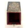 ANTICO SCRIGNA SCATOLA PORTAGIOIE CHIAVE OTTONE ARGENTATO DECORO SBALZO FINE 800
