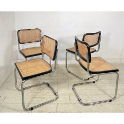 SET 4 SEDIA ACCIAIO CROMATO PAGLIA DI VIENNA DESIGN ANNI 60/70 CHAIR STILE CESCA