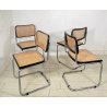 SET 4 SEDIA ACCIAIO CROMATO PAGLIA DI VIENNA DESIGN ANNI 60/70 CHAIR STILE CESCA