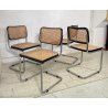 SET 4 SEDIA ACCIAIO CROMATO PAGLIA DI VIENNA DESIGN ANNI 60/70 CHAIR STILE CESCA