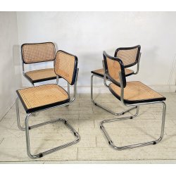 SET 4 SEDIA ACCIAIO CROMATO PAGLIA DI VIENNA DESIGN ANNI 60/70 CHAIR STILE CESCA