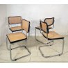 SET 4 SEDIA ACCIAIO CROMATO PAGLIA DI VIENNA DESIGN ANNI 60/70 CHAIR STILE CESCA