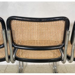 SET 4 SEDIA ACCIAIO CROMATO PAGLIA DI VIENNA DESIGN ANNI 60/70 CHAIR STILE CESCA