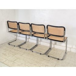 SET 4 SEDIA ACCIAIO CROMATO PAGLIA DI VIENNA DESIGN ANNI 60/70 CHAIR STILE CESCA