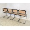 SET 4 SEDIA ACCIAIO CROMATO PAGLIA DI VIENNA DESIGN ANNI 60/70 CHAIR STILE CESCA