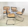 SET 4 SEDIA ACCIAIO CROMATO PAGLIA DI VIENNA DESIGN ANNI 60/70 CHAIR STILE CESCA