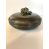 ANTICA BOWL CIOTOLA con COPERCHIO OTTONE OSSIDATO PATINA ART DECO ø 19,5 cm